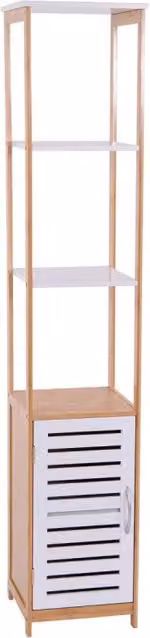 Colonna Multiuso Adelaide Casa Collection con 1 Anta e 2 Ripiani, Naturale e Bianco, L/P/H: 30 x 30 x 156 cm