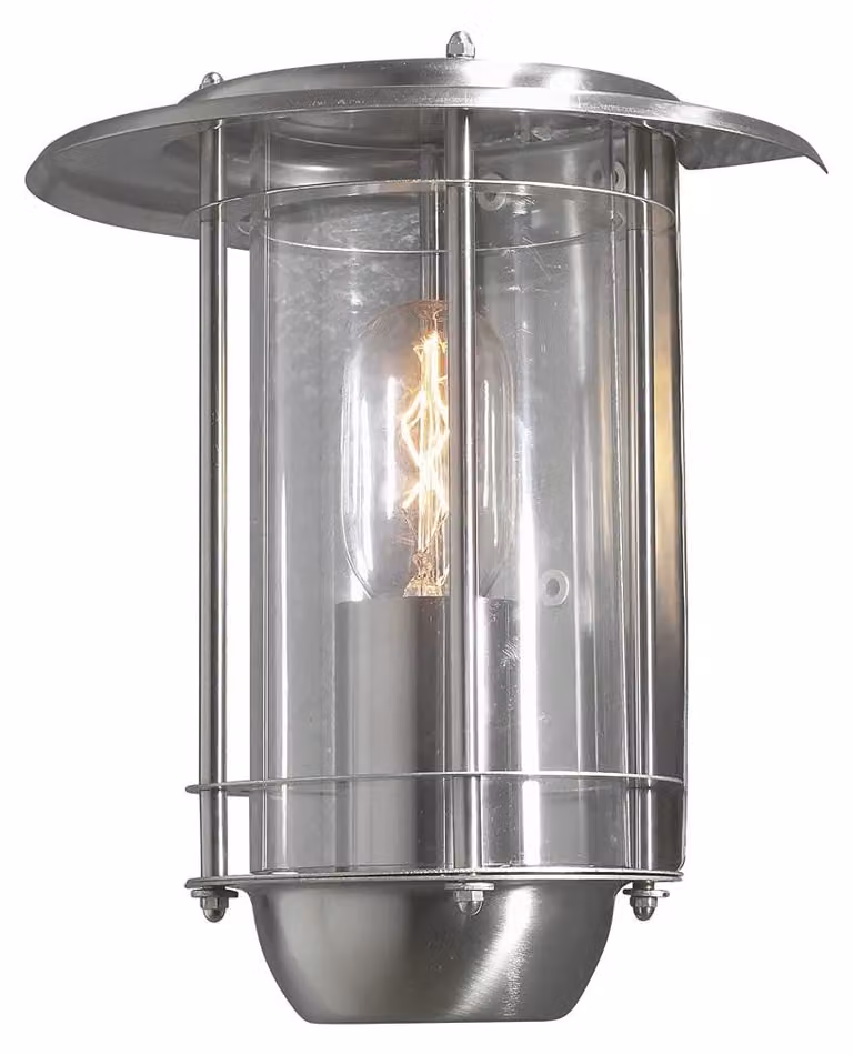 Lampada da parete esterna, dimensioni 21x17x25 cm, acciaio inossidabile, vetro acrilico, grado di protezione IP23, 1x60W