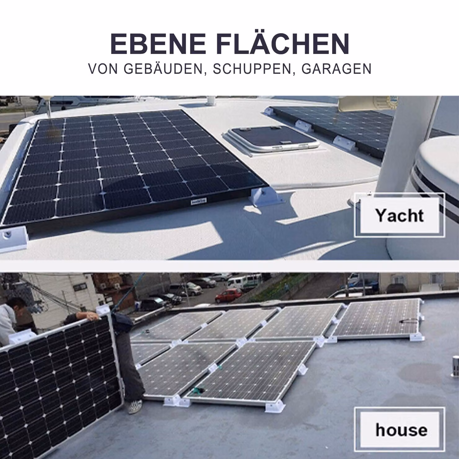 enjoy solar® ABS Supporto spoiler per modulo solare, nero, 550 mm, per camper, IVA 0%