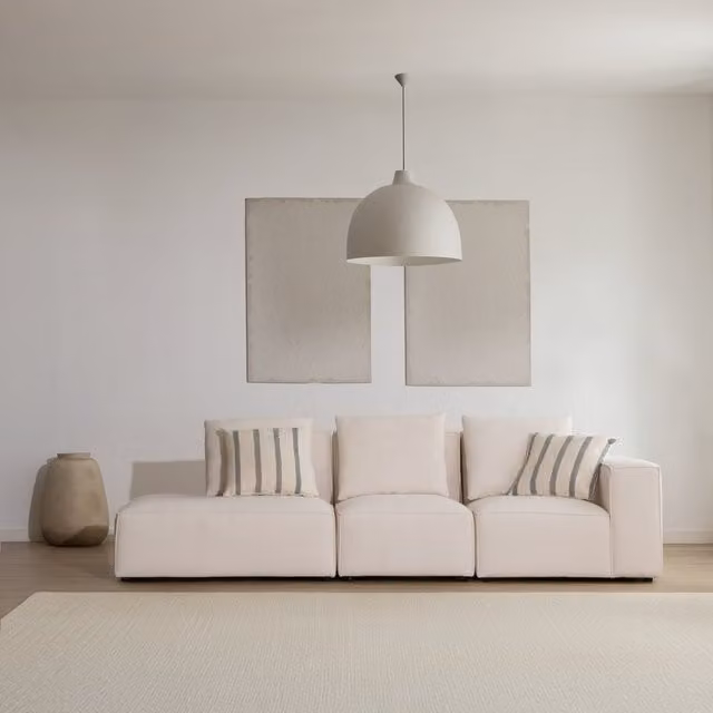Divano modulare Banak Trevi a 4 posti con lato sinistro aperto, forma a L, rivestimento in tessuto beige, L 272 cm