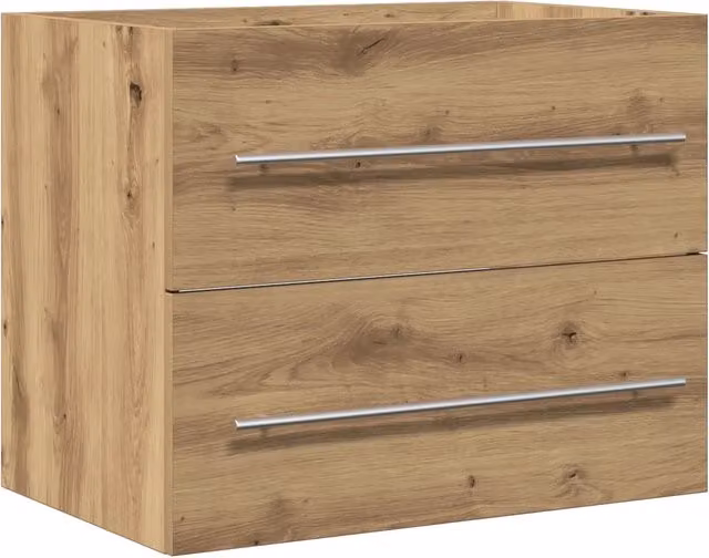 Mobiletto da bagno moderno HELLOSHOP26 in rovere color marrone con finitura opaca L: 60 cm, P: 38,5 cm, H: 48 cm