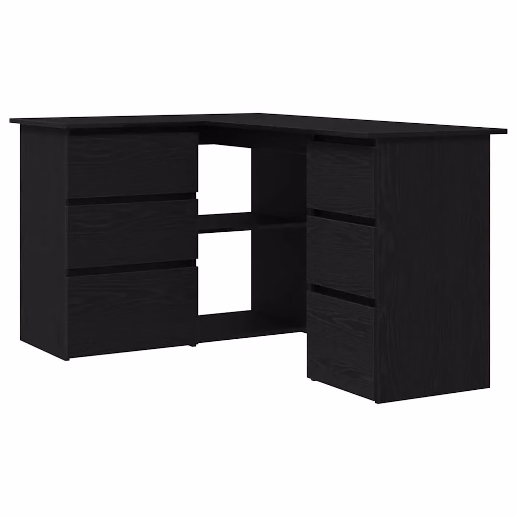 Scrivania angolare moderna vidaXL in legno MDF laminato nero e rovere L: 145 cm, P: 100 cm, H: 76 cm – 2