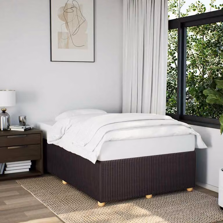 vidaXL Giroletto senza Materasso Marrone Scuro in Tessuto e Legno L/P/H: 200 x 120 x 46 cm