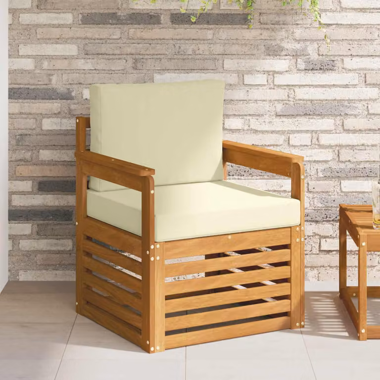 Set di divani da esterno vidaXL in legno di acacia massello e poliestere, disponibile in bianco, marrone o beige