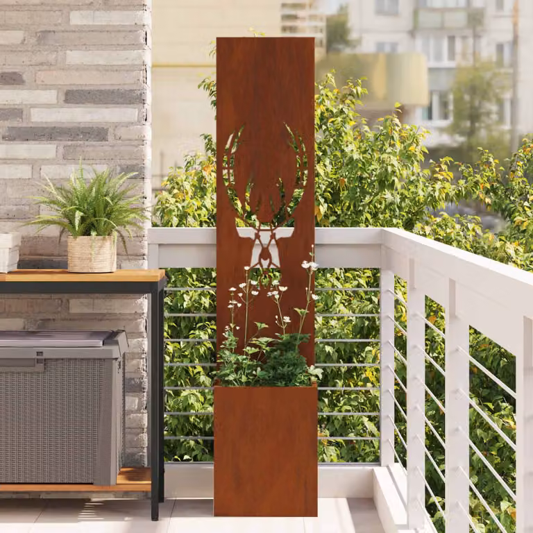 vidaXL Paravent per giardino in metallo marrone con design astratto L/P/H: 32 x 32 x 150 cm