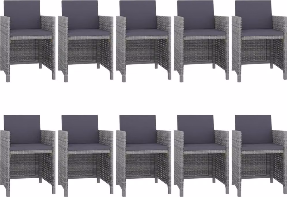 vidaXL set da pranzo da giardino 11 pezzi con cuscini in poly rattan grigio