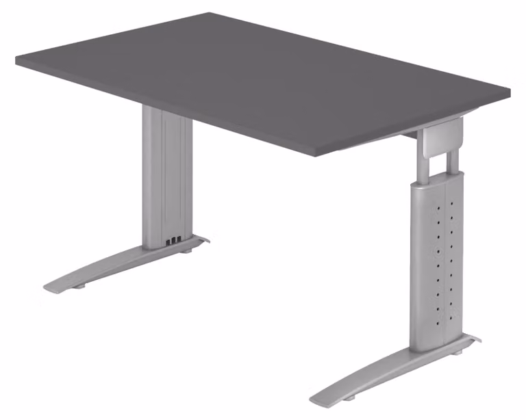 Scrivania bümö Serie U - Dimensioni: 120 x 80 cm, struttura: grigio argento, finitura: grafite