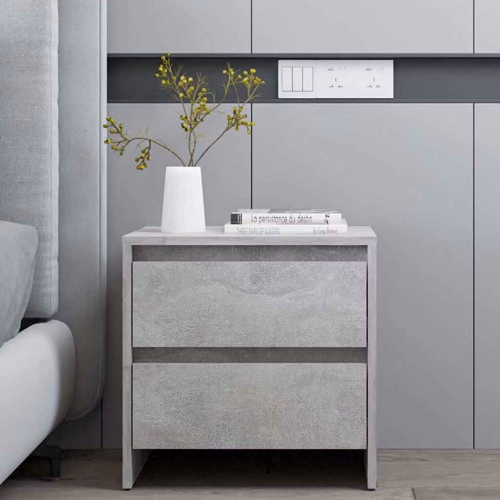 Comodino moderno vidaXL in MDF Grigio Cemento L: 45 cm, P: 34,5 cm, H: 44,5 cm