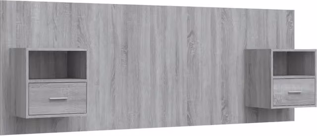 Testiera | Testata Letto con Comodini in Legno Multistrato Grigio Sonoma