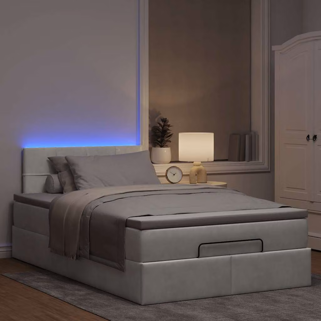 Maison Exclusive - Pouf Letto con Materasso e LED Grigio Chiaro 120x190cm Velluto