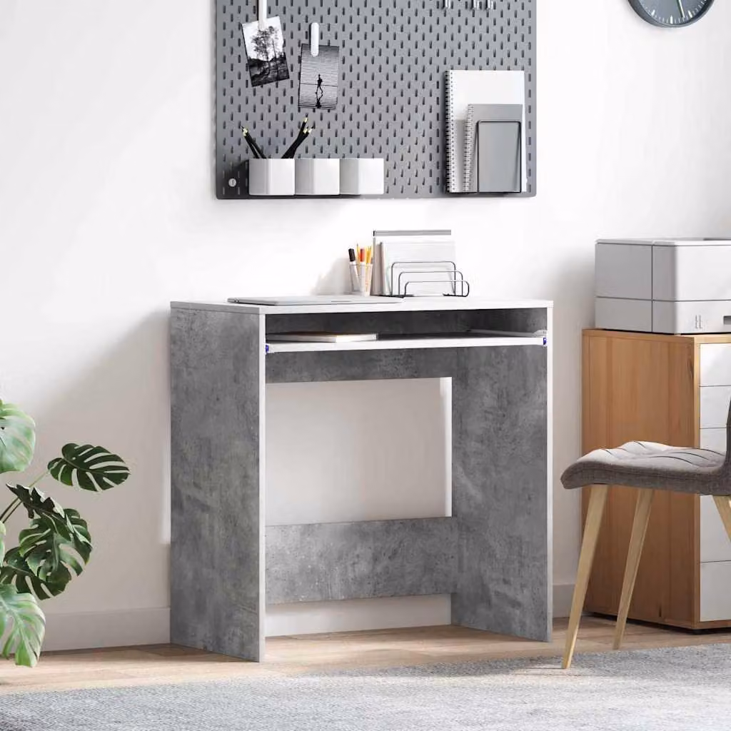 Maison Exclusive - Scrivania in cemento grigio, realizzata in materiale composito, dimensioni 77,5 x 43 x 79 cm