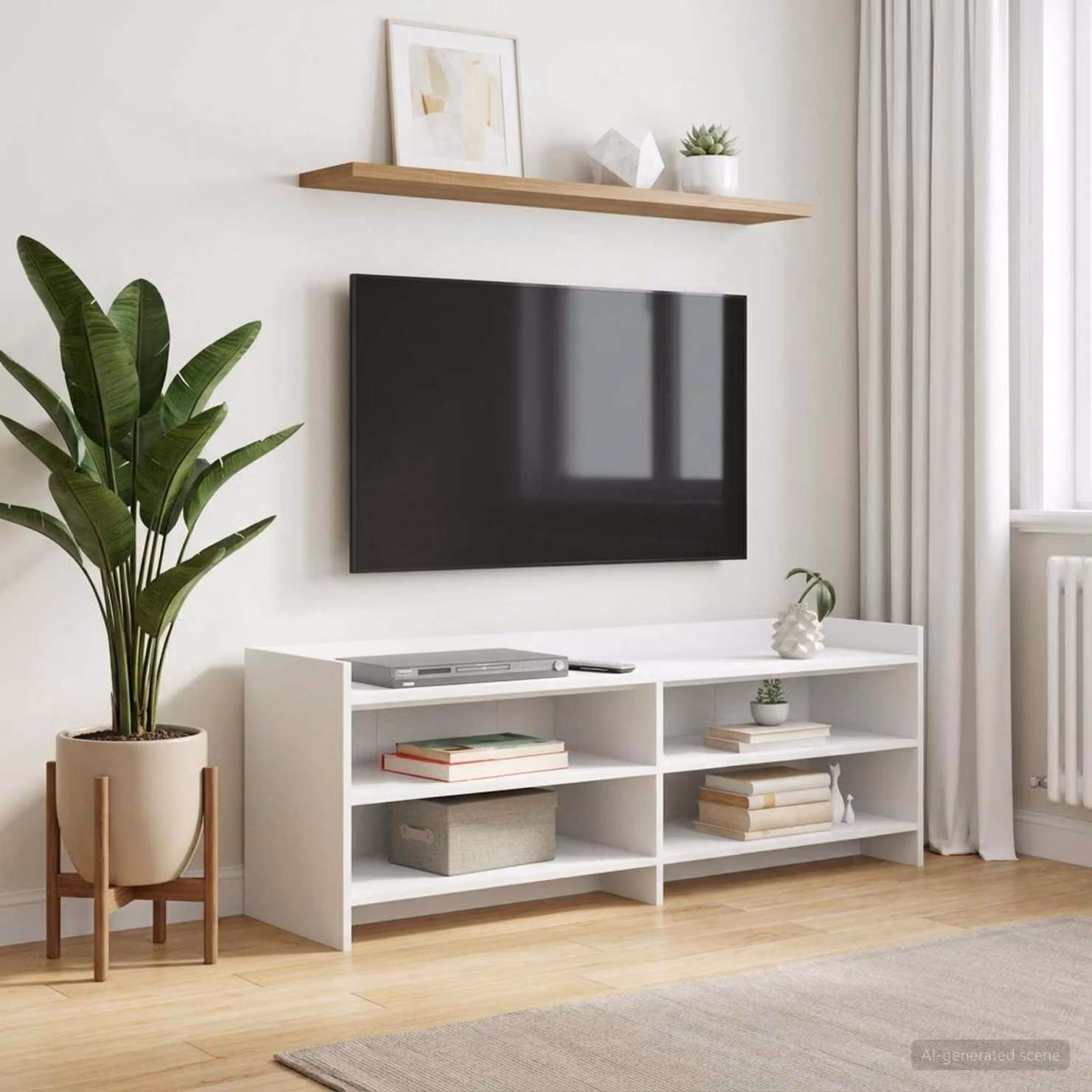 Mobile TV moderno vidaXL in legno ingegnerizzato bianco L: 135 cm, P: 33 cm, H: 47 cm