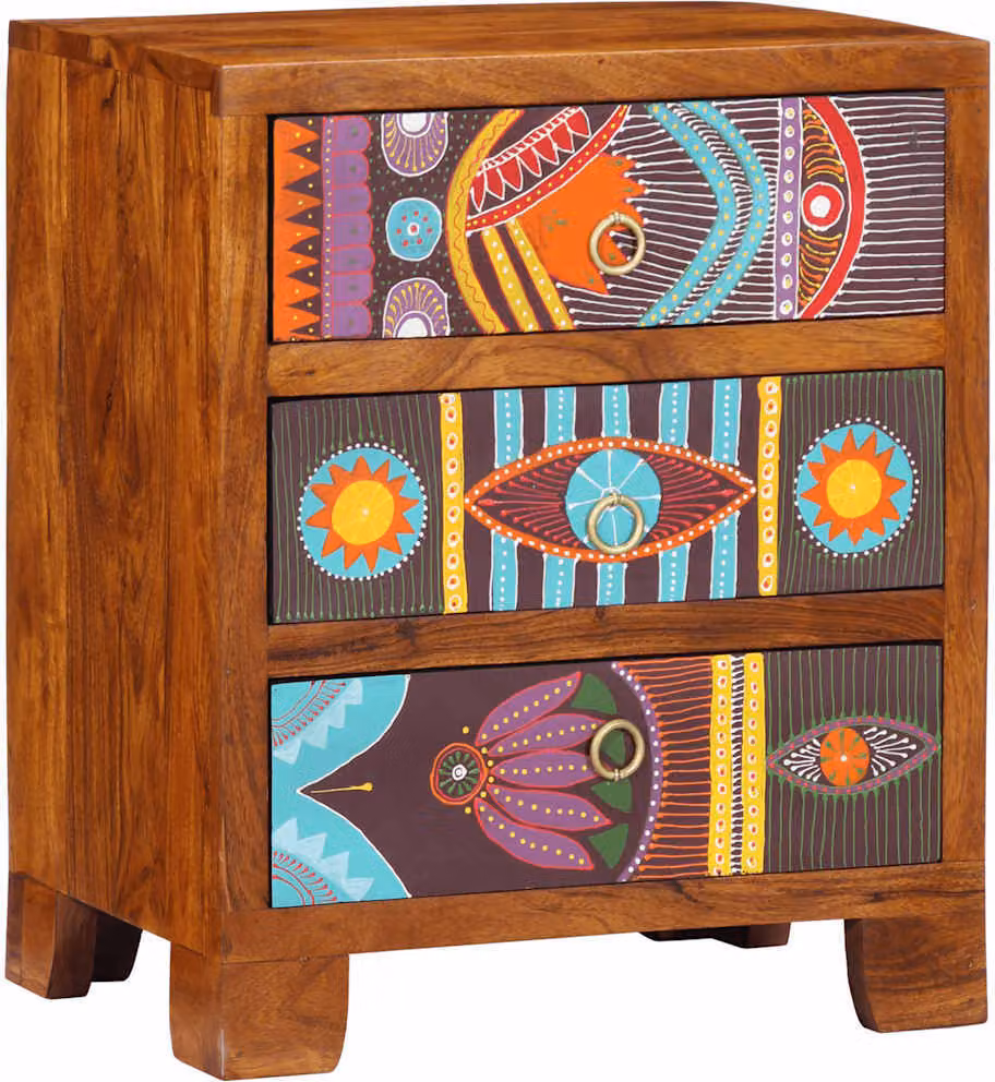 Credenza Multicolore 50x35x60 in Legno Massello di Acacia