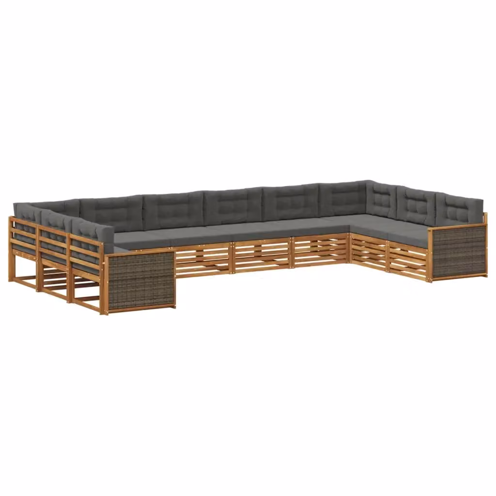 Set di divani da giardino vidaXL in legno di acacia massello con cuscini grigi a forma di L con lato sinistro – 2