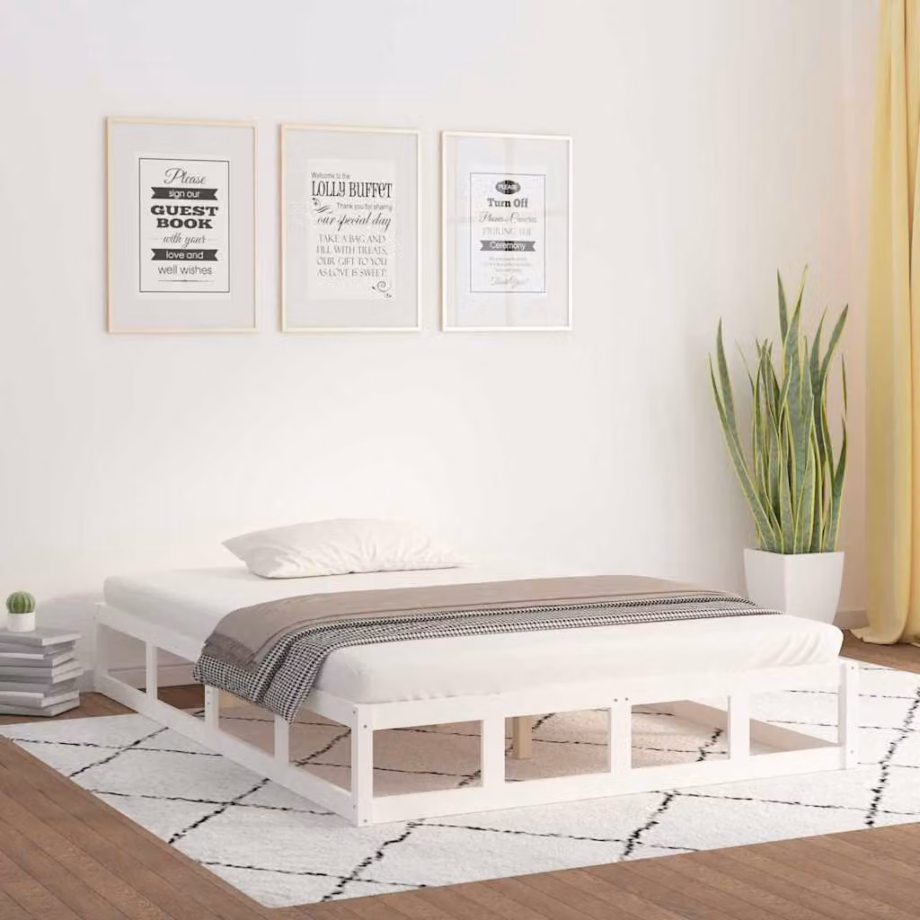 Giroletto matrimoniale vidaXL in legno massello di pino bianco L/P: 140,5 x 195,5 cm