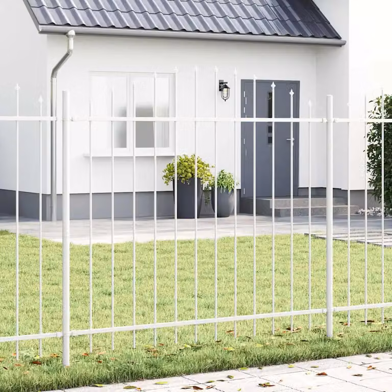 Set di 7 recinzioni per giardino vidaXL WOERDEN in acciaio bianco, H: 165 cm, L: 170 cm