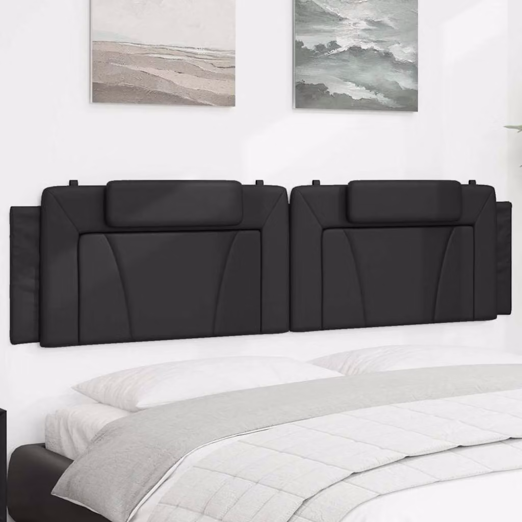 Testiera per letto imbottita vidaXL Viana in similpelle nera, L: 200 cm