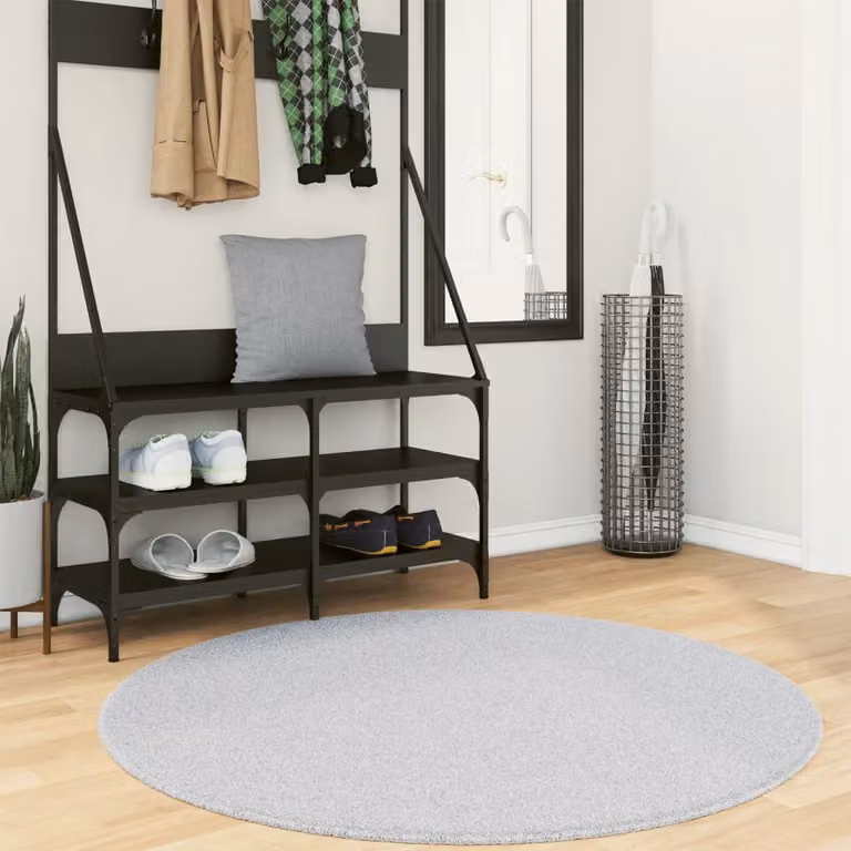 vidaXL Tappeto Rotondo a Pelo Corto HUARTE Grigio Lavabile e Antiscivolo Ø 120 cm