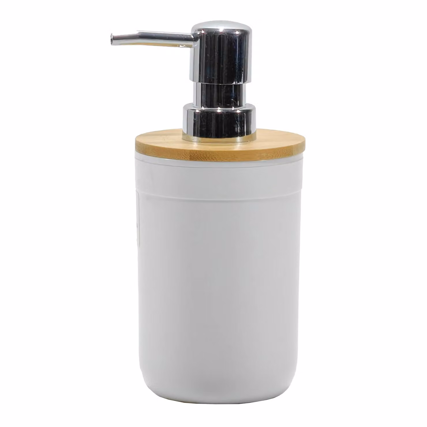 Dispenser di sapone ricaricabile VESTIAMO CASA in bamboo e ABS bianco, capacità 390 ml