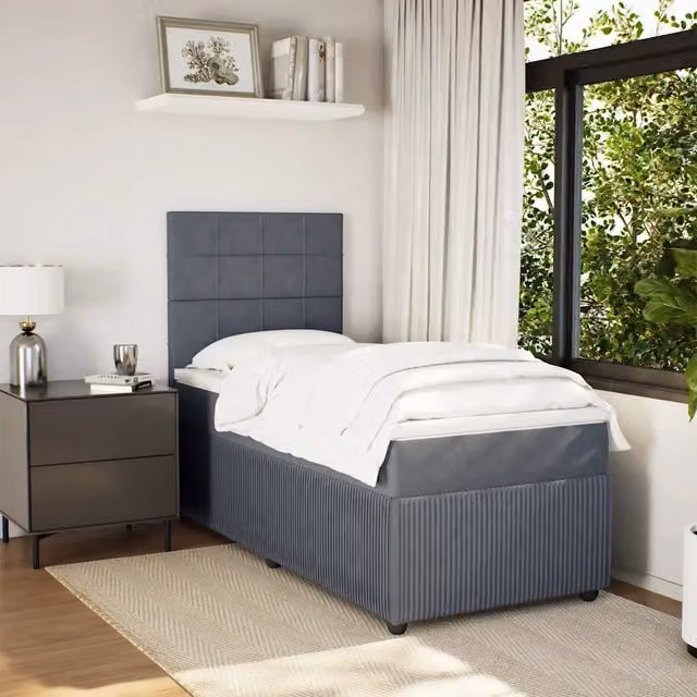 Letto Ibrido vidaXL in Velluto Grigio e Bianco con Illuminazione Sotto il Letto e Porta USB L/P: 80 x 200 cm – 1