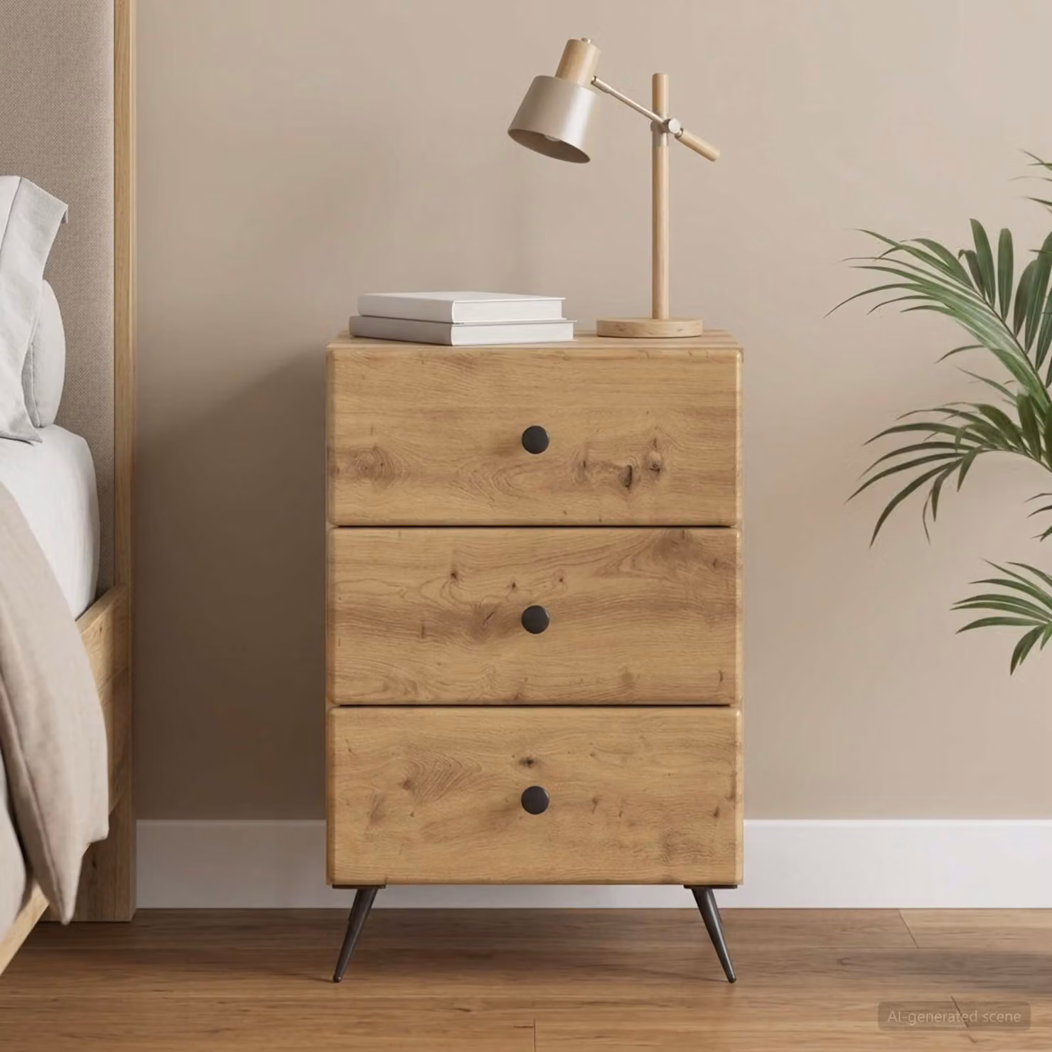Armadio da notte moderno vidaXL in legno color rovere marrone L 43 cm, P 41 cm, H 66,5 cm