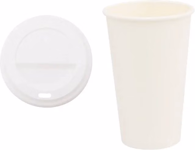 Set di 1000 tazze da caffè in carta con coperchi bianchi da 400 ml CFW7363049