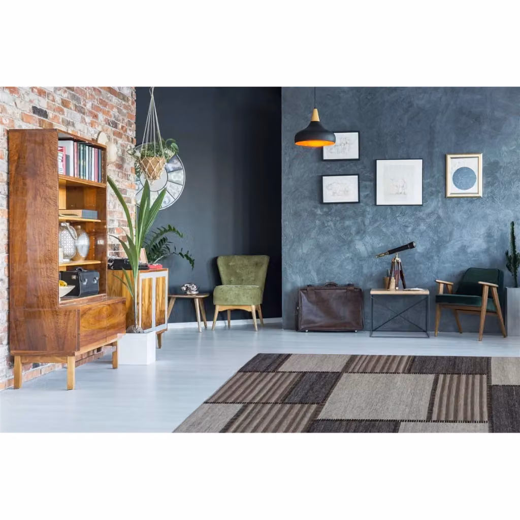 Tappeto Phoenix 112 Kendra Home in lana e cotone, design geometrico moderno, beige, bianco e grigio – 2