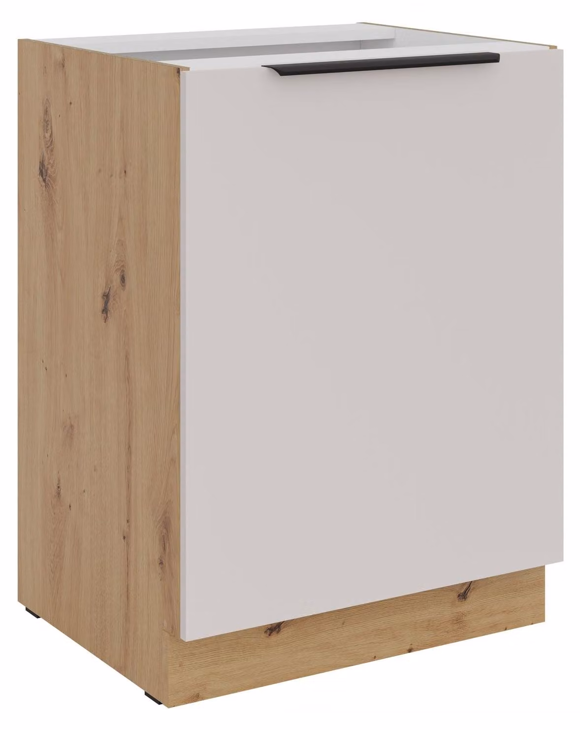 Mobile base da cucina da 60 cm, cucina SOLANO, color cashmere beige opaco + rovere Artisan opaco, cucina a incasso, blocco cucina