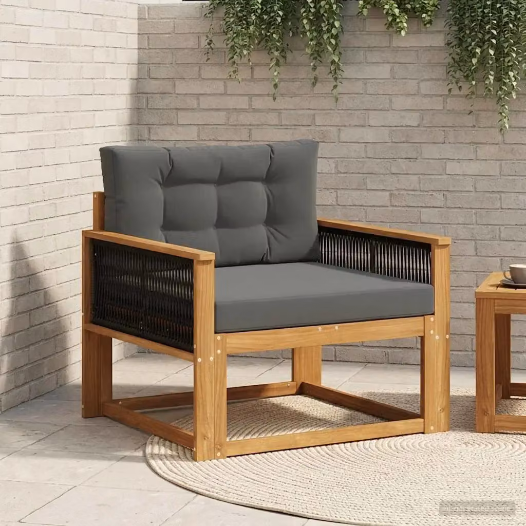 Divano centrale per esterno in legno di acacia con cuscini inclusi Naturale CFW7018807 – 2