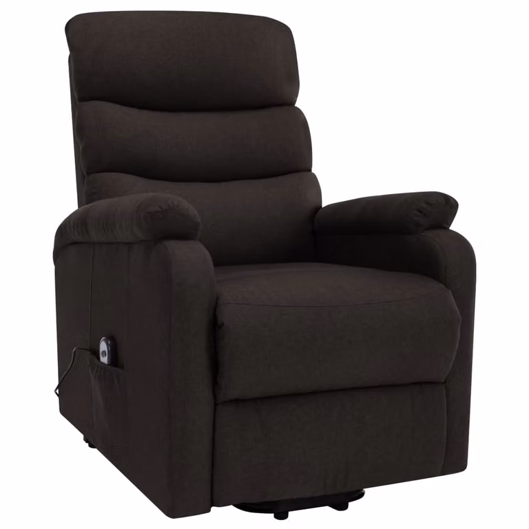 vidaXL Poltrona per massaggi con ausilio per la posizione eretta in tessuto marrone scuro