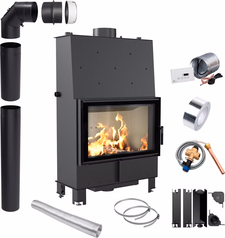 KRATKI LUCY 16 kW ∅200 tubi per caminetto ad acqua e kit di installazione