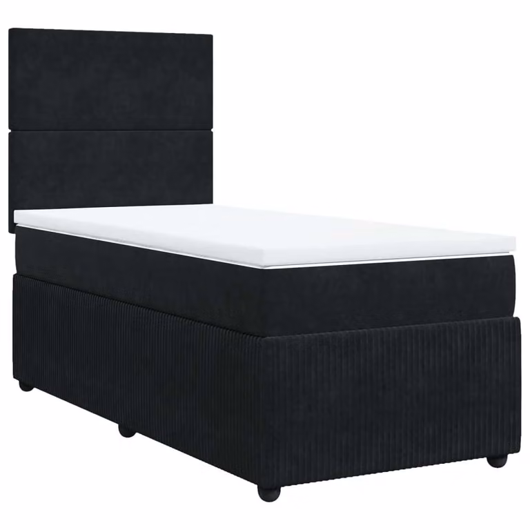 Giroletto a Molle con Materasso Nero 100x200 cm in Velluto
