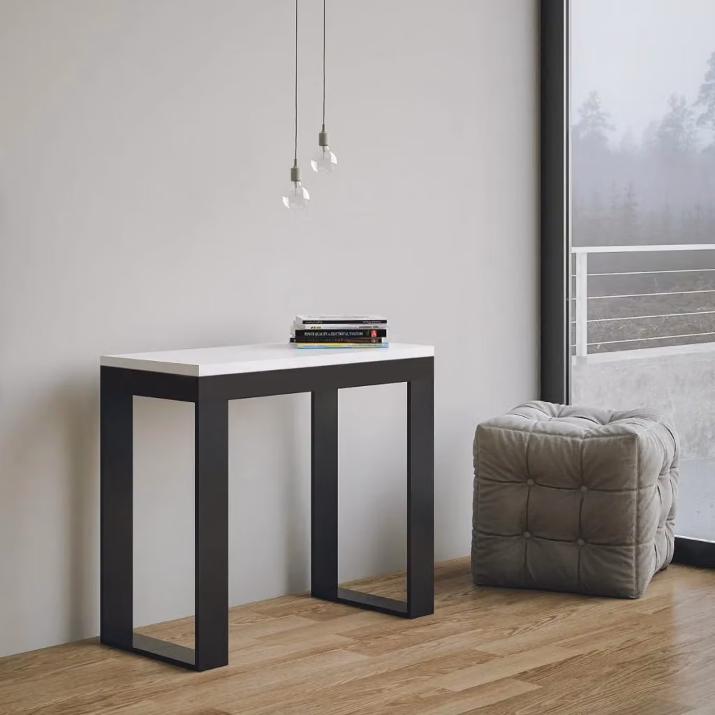 Consolle allungabile Itamoby Tekno Small Evolution Bianco Frassino con telaio Antracite L/P/H: 90 x 40 x 77 cm (estendibile fino a 196 cm) – 2
