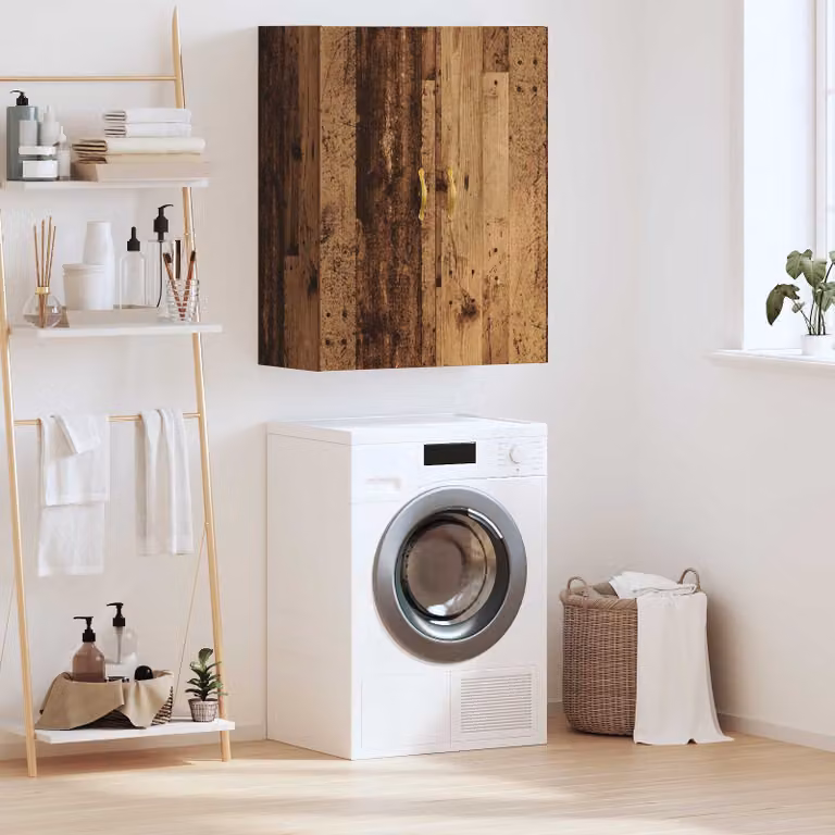 Armadietto a muro vidaXL in legno di pino marrone con ante a battente e ripiani interni L: 69,5 cm, P: 34 cm, H: 90 cm