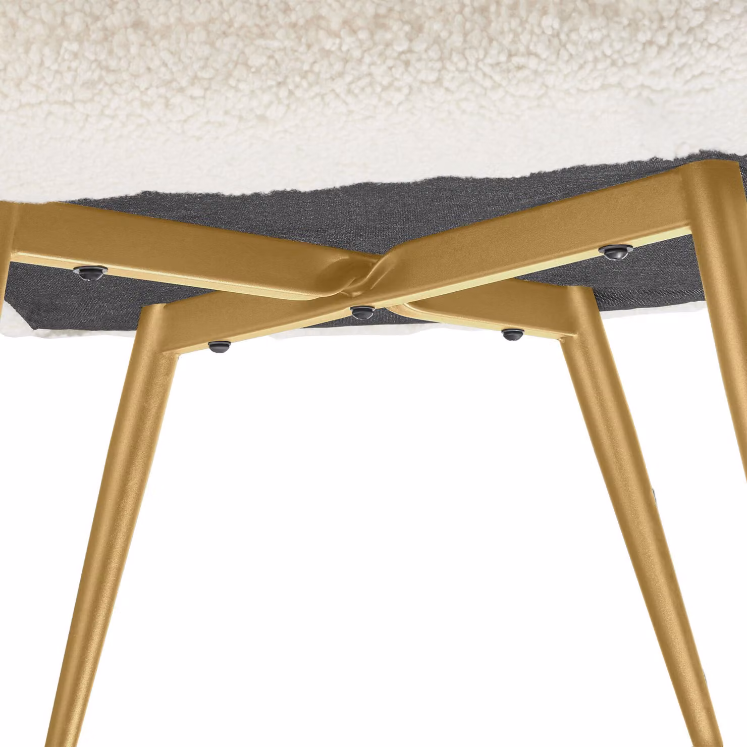 Poltrona scandinava tectake in bouclé beige e oro con braccioli e struttura in metallo per il tuo soggiorno, L: 100,5 cm, P: 72,0 cm, H: 76,0 cm – 1