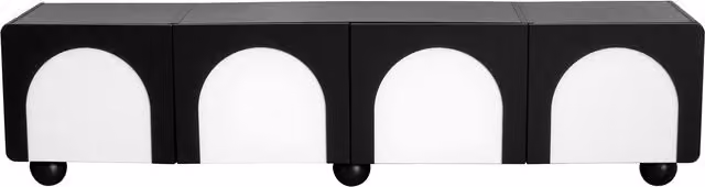 Mobile TV GL Store in MDF con 2 cassetti e 2 ante, design minimalista, Nero+Bianco, L: 180 cm, P: 38 cm, H: 45 cm