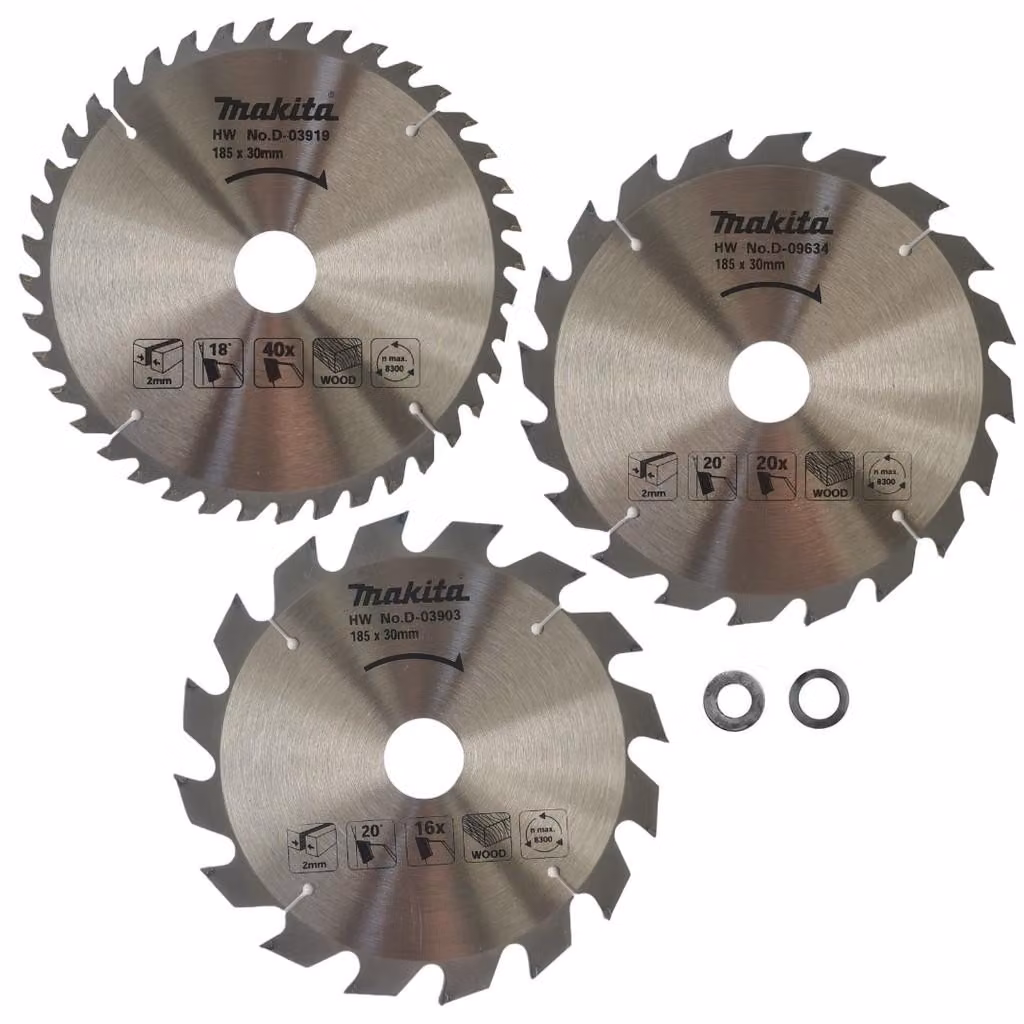 Set di lame Makita HW per seghe circolari 185 mm x 30 mm 3 pezzi D-44769