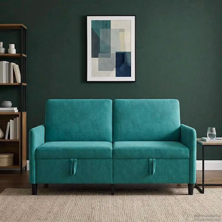 Divano moderno vidaXL con contenitore apribile in tessuto turchese L: 152 cm, P: 78 cm, H: 87 cm