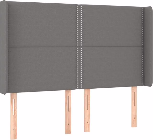 Testiera con design ad orecchio in tessuto grigio scuro L: 147 cm, P: 16 cm, H: 118-128 cm