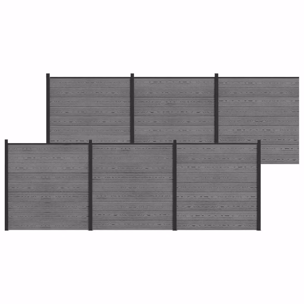 Set di recinzione vidaXL in WPC e alluminio grigio, L: 1045 cm, H: 186 cm – 2
