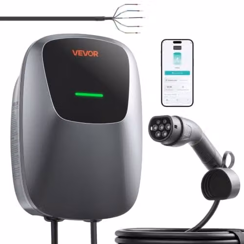 VEVOR Stazione di Ricarica per Auto EV PHEV 11kW Trifase Tipo 2 Cavo da 5 m Veicoli Elettrici Ibridi Plug-in Tipo 2 400V CA, Corrente 16A, Controllo Remoto App, Indicatore LED, Grado Protezione IP65