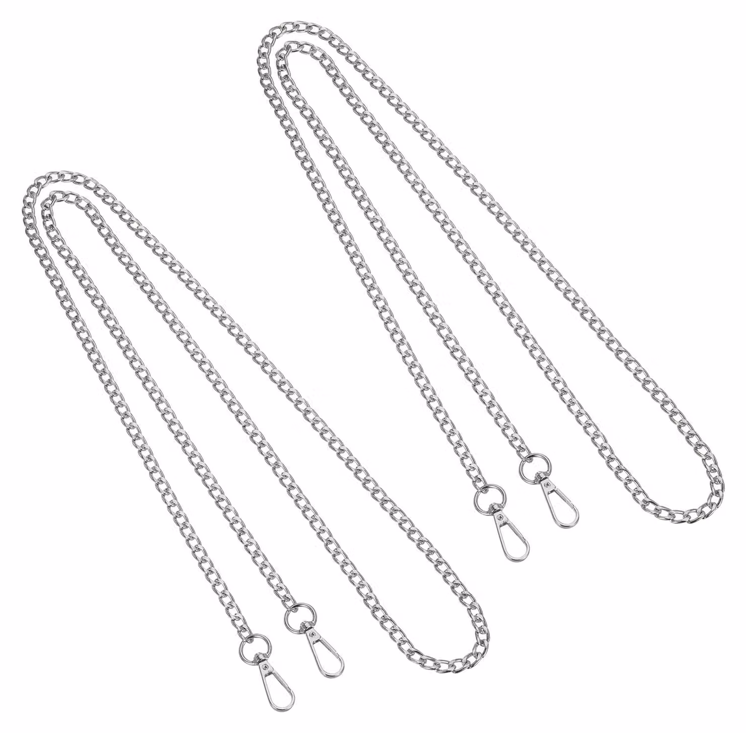 Set di 2 catene per portafoglio, lunghezza 150 cm, lega metallica, colore argento