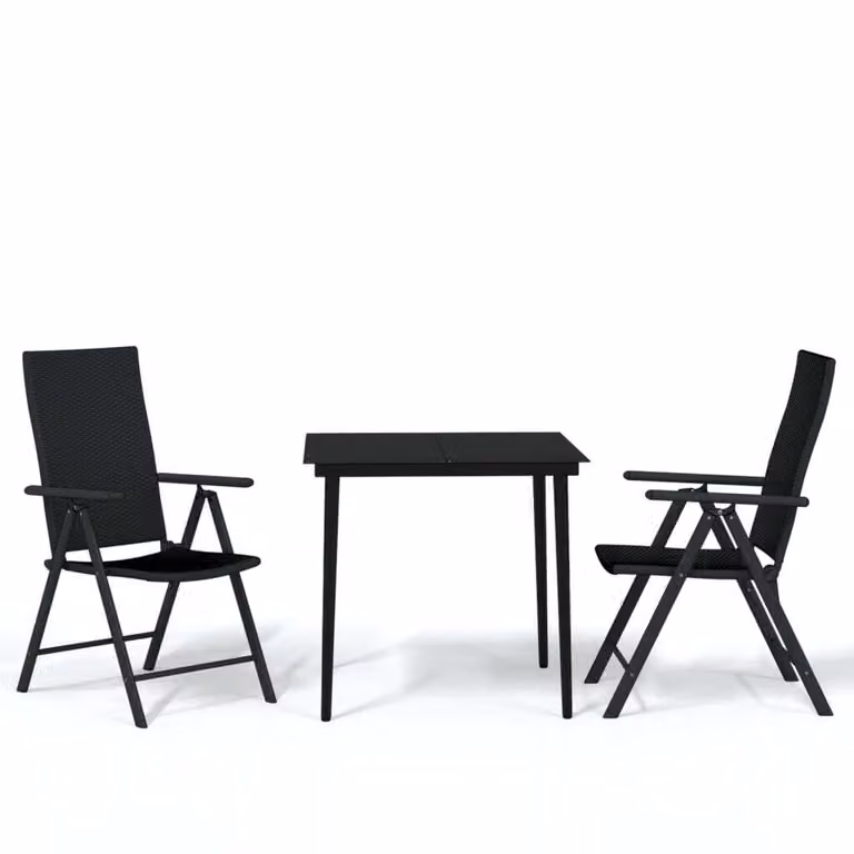 Set Mobili da Pranzo per Giardino 3 pz Nero