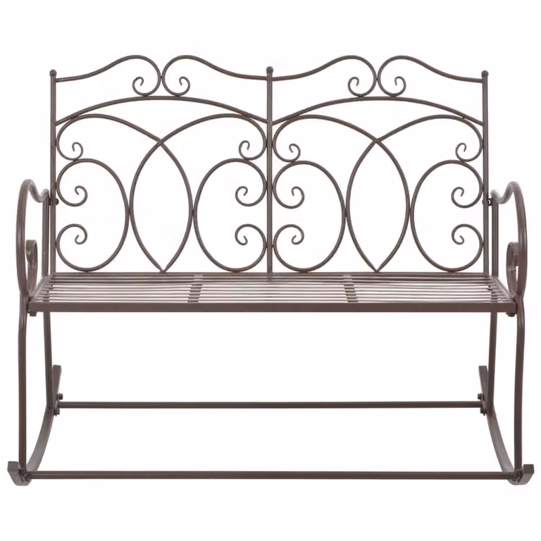 Panchina da Giardino 104 cm in Ferro Marrone Anticato