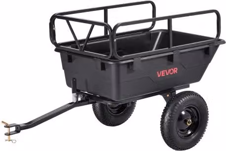 VEVOR Rimorchio da Giardino Ribaltabile in Polietilene Nero con Pneumatici da 40,64 cm e Capacità 226,80 kg