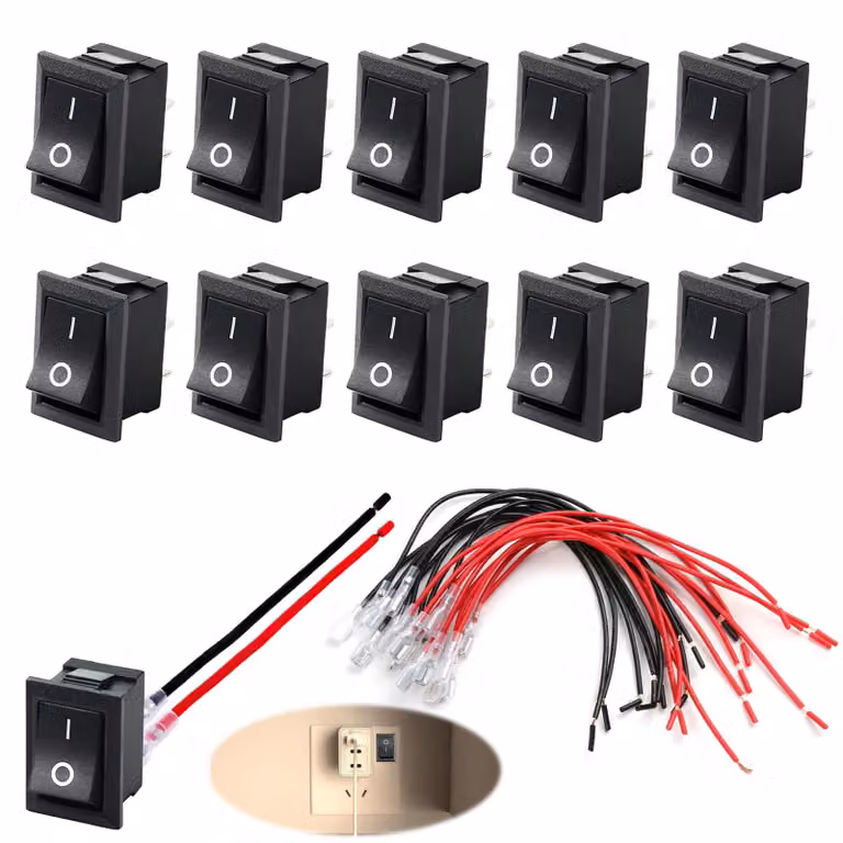 Interruttore a levetta mini, confezione da 10 pezzi, SPST (apri/chiudi), 10A/125V, 6A/250V