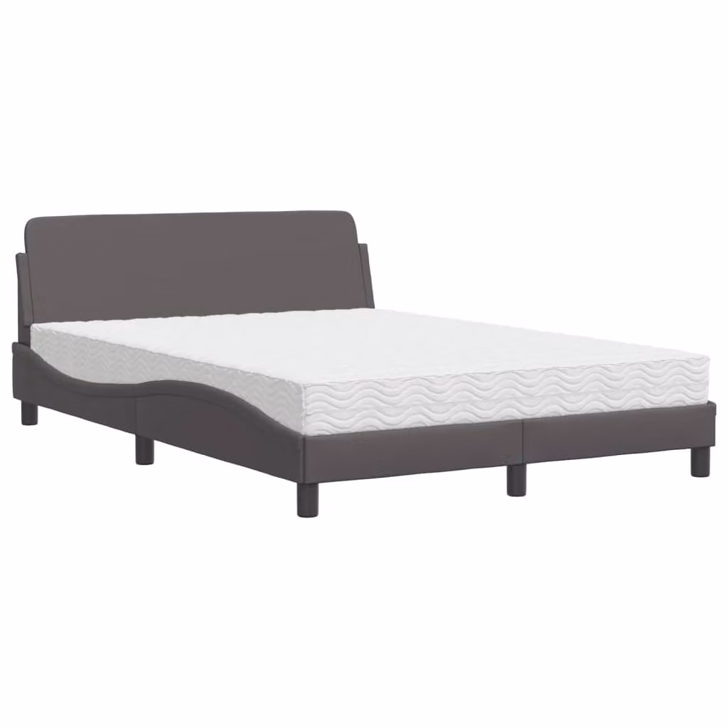 Letto con Materasso Dover Grigio 140x190 cm in Pelle finta