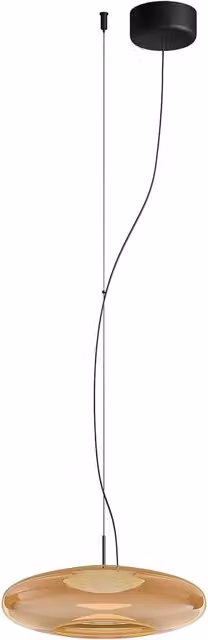 Lampada a sospensione LedsC4 Plat in vetro trasparente e nero, design moderno ovale, dimmabile con tecnologia LED