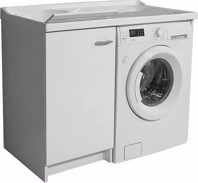 Lavatoio e Coprilavatrice 109x60x89cm Asse in Termoplastico Montegrappa Marella Bianco Sinistro