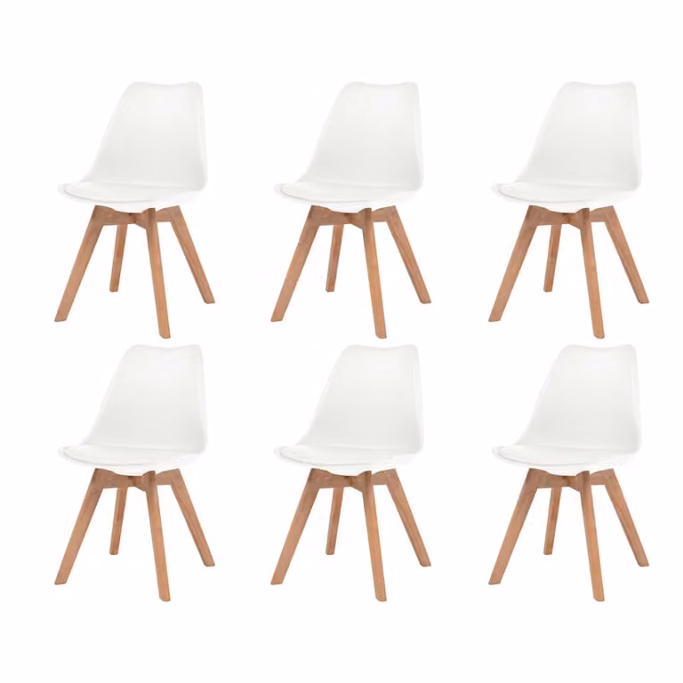 The Living Store Sedie da pranzo 6 pz. Plastica bianca